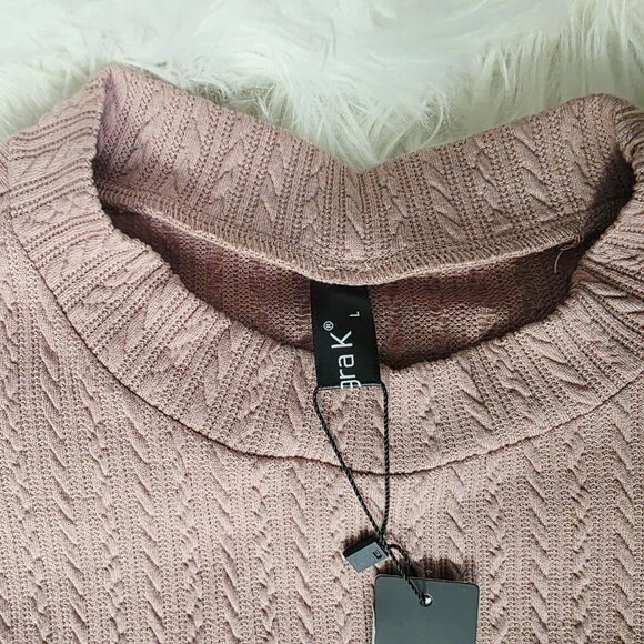 NWT AllegraK Women's Puff Sleeve Ribbed Long Sleeve Shirt, Large, Pink - Picture 2 of 9